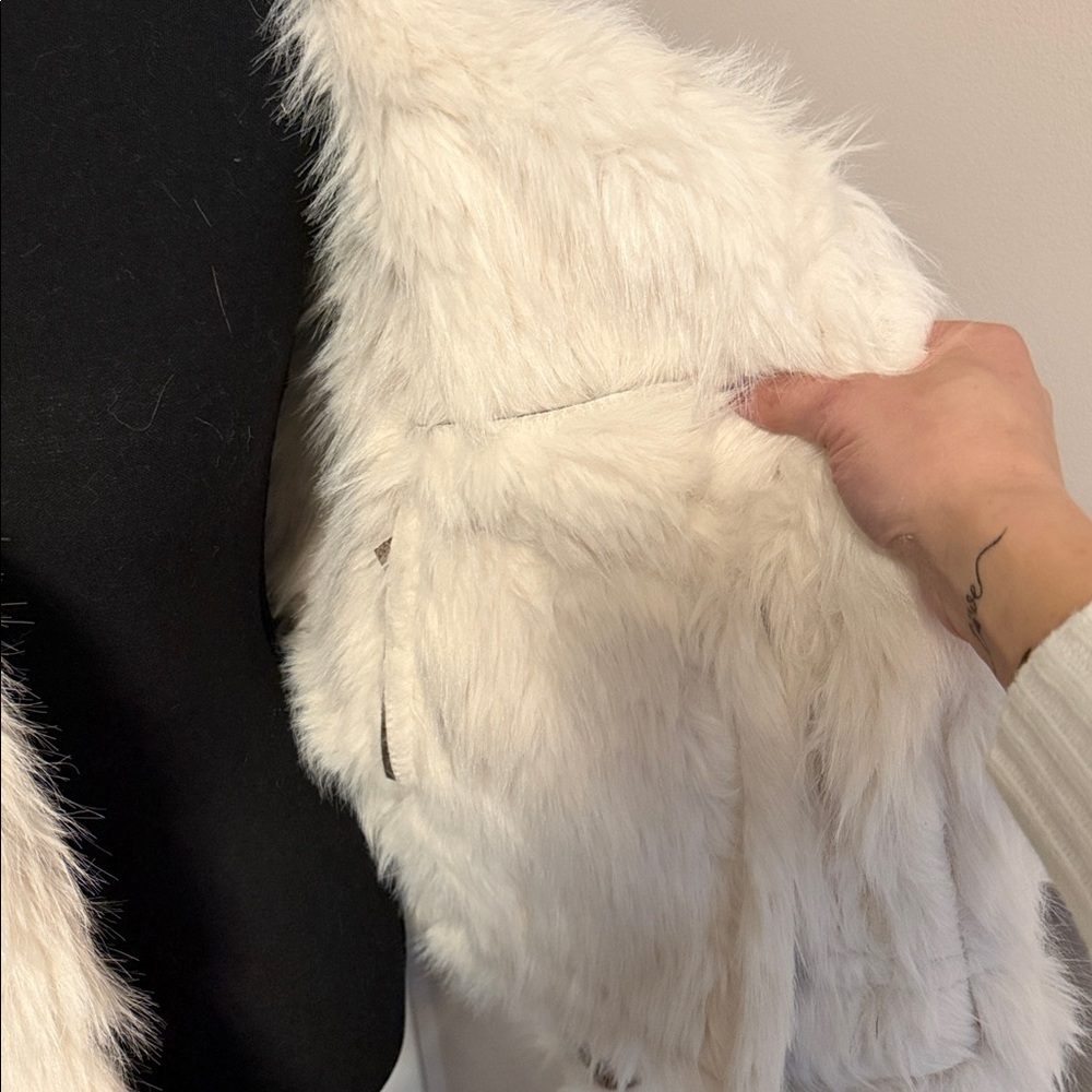 Women's Brown and White Faux Fur Jacket - Picture 6 of 6